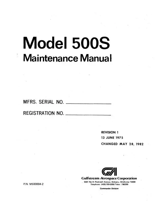 Aero Commander 500S 1975 Maintenance Manual (M500004-2) 1