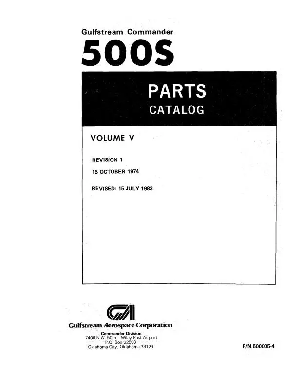 Aero Commander 500S 1968-79 Parts Catalog (M500005-4) 1