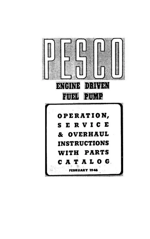 Pesco 2P-307,R-400,R-600,R--248 Parts Catalog With Service Instructions, Operation (Pe2p307,R400,R6) 1