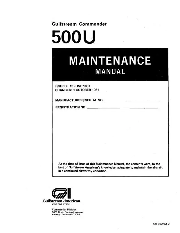 Aero Commander 500U Maintenance Manual (M500005-2) 1