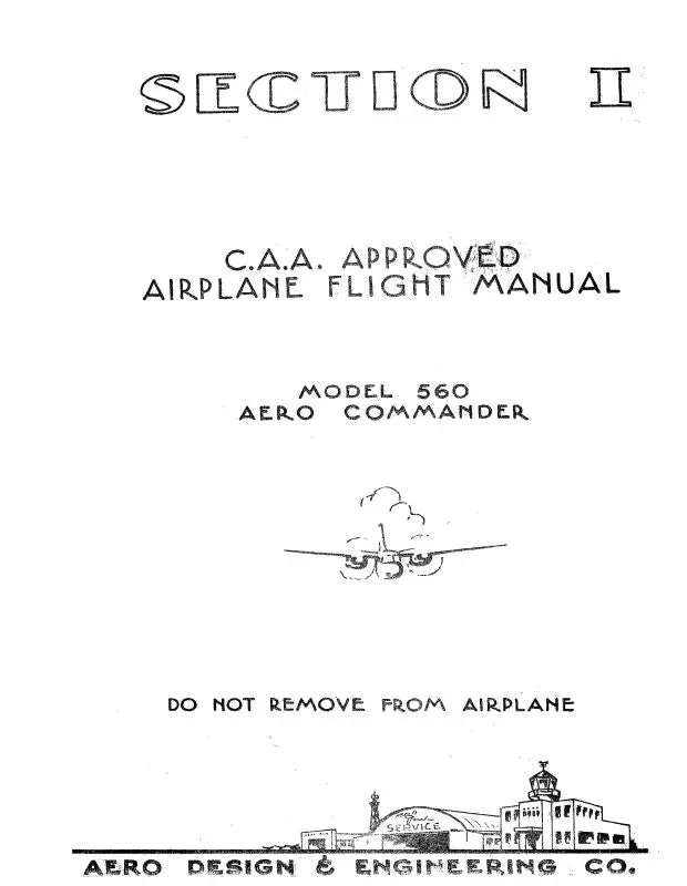 Aero Commander 560 1954-55 Flight Manual (Ac560-54-55-F-C) 1