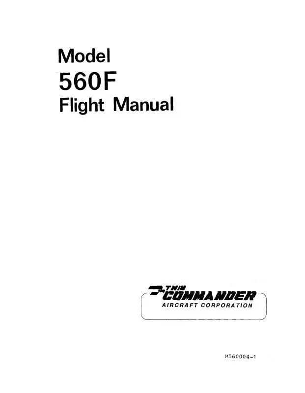 Aero Commander 560F 1961-64 Flight Manual (Ac560f61-64-F-C) 1
