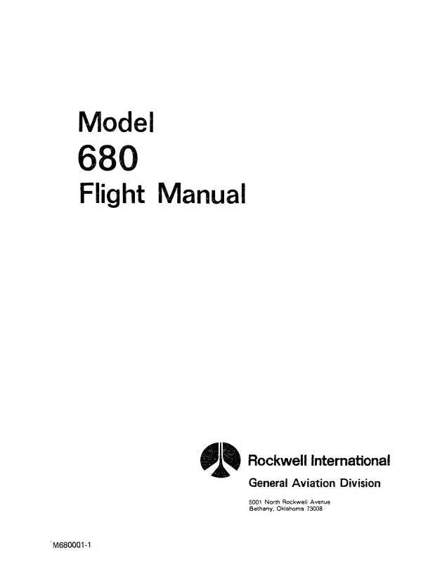 Aero Commander 680 1957 Flight Manual (M680001-1) 1