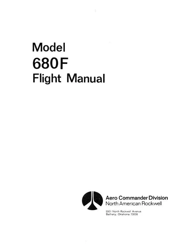 Aero Commander 680F Grand Commander 1960-63 Flight Manual (Ac680f-F-C) 1