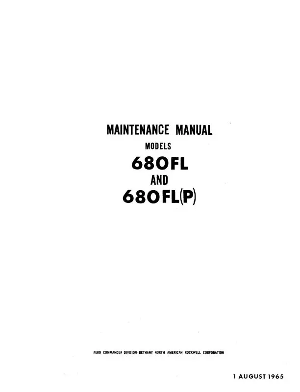 Aero Commander 680Fl Grand Commander Maintenance Manual (Ac680fl-M-C) 1