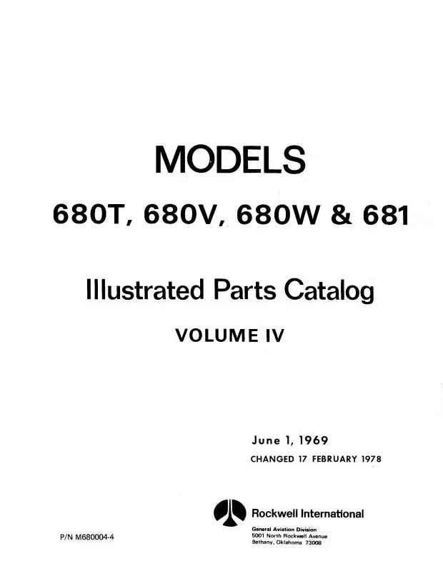 Aero Commander 680T, 680V, 680W,681 Illustrated Parts Catalog (Ac680tvw681c) 1