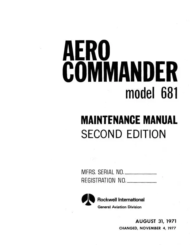 Aero Commander 681 Series Maintenance Manual (Ac681-M-C) 1