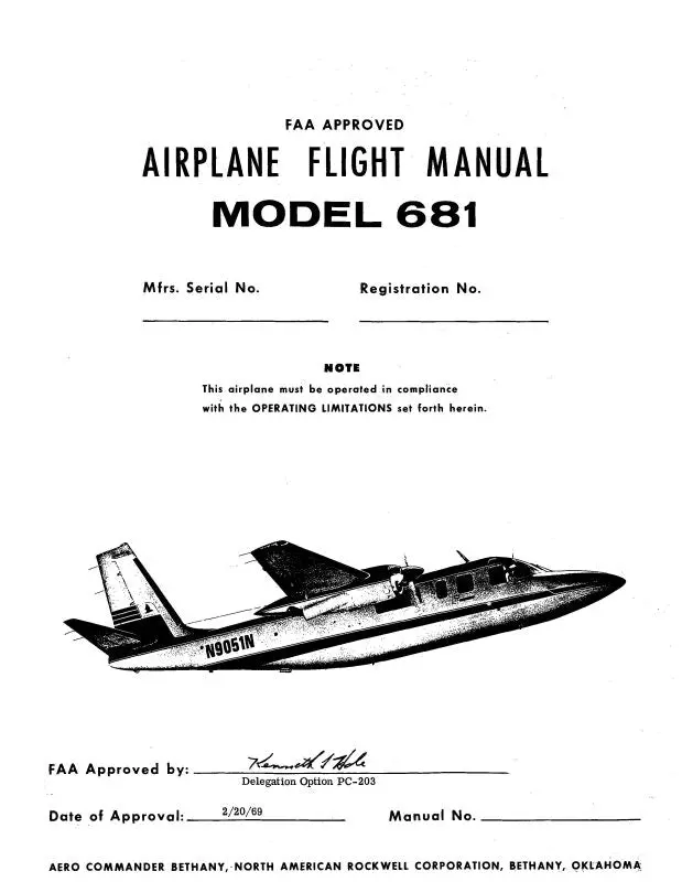 Aero Commander 681 1970-72 Flight Manual (Ac681,B-F-C) 1