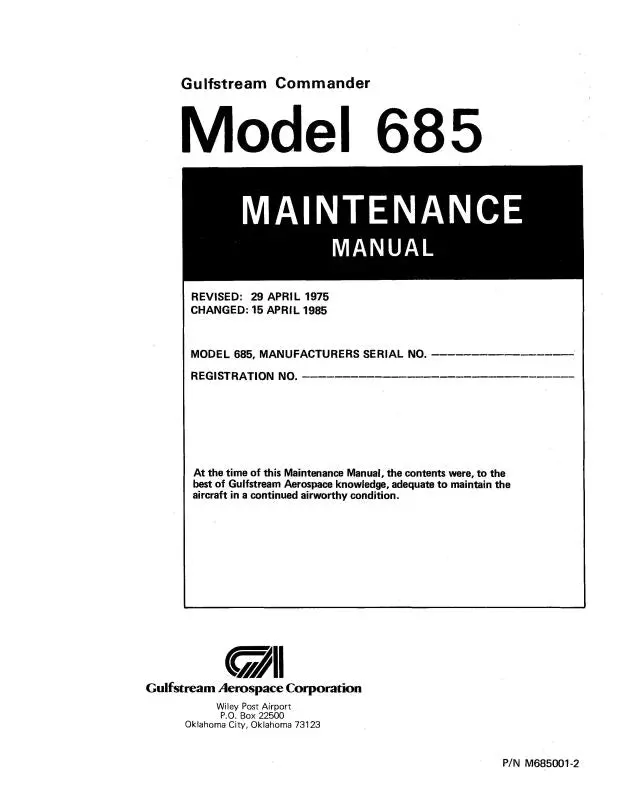 Aero Commander 685 1972-74 Maintenance Manual (M685001-2) 1