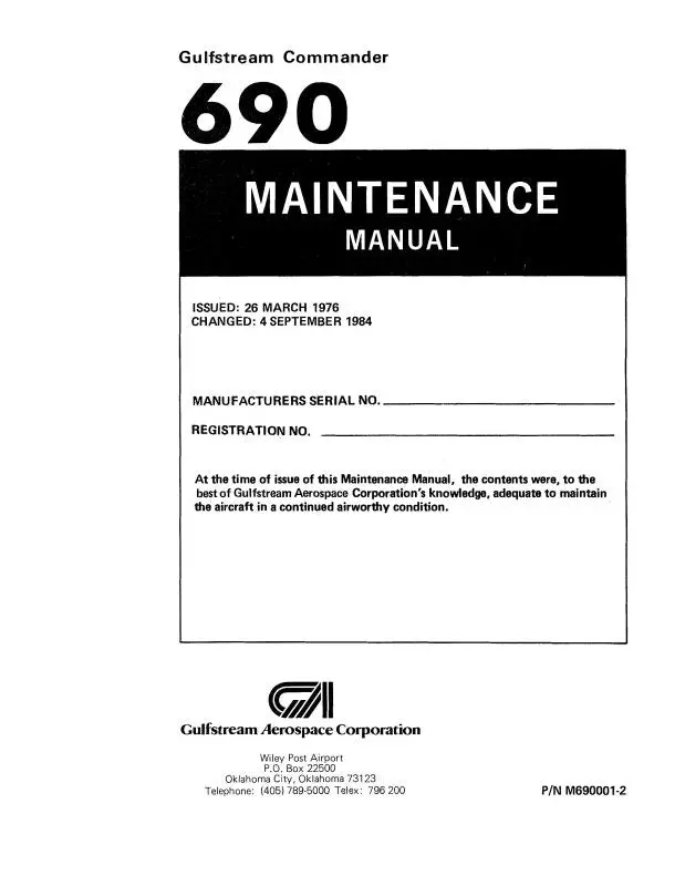 Aero Commander 690 Maintenance Manual (M690001-2) 1