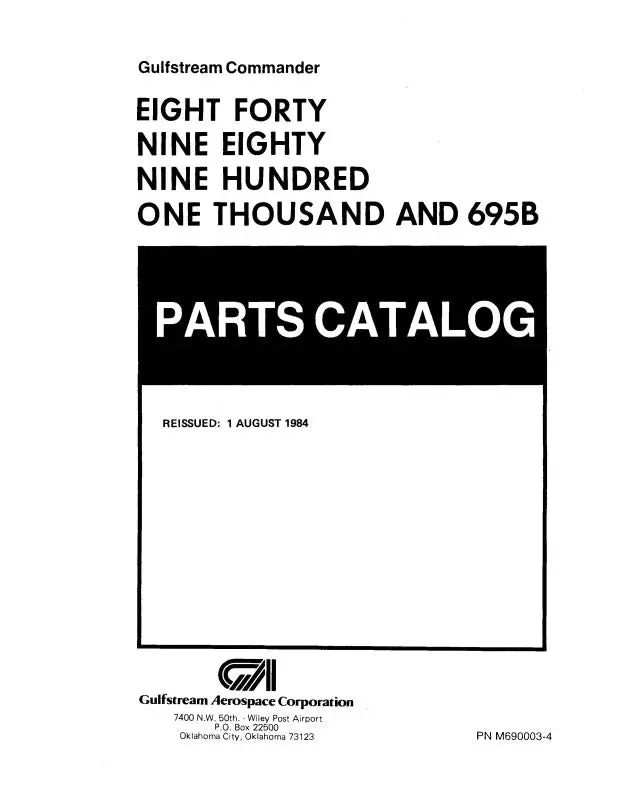 Aero Commander 690C, 690D, 695, 695A, 695B Illustrated Parts Catalog (M690003-4) 1