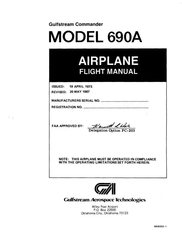 Aero Commander 690A Flight Manual (M690002-1) 1