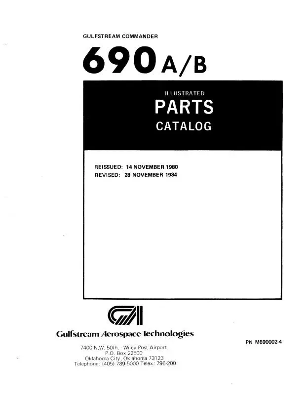 Aero Commander 690A, 690B Illustrated Parts Catalog (M690002-4) 1