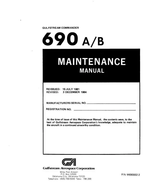 Aero Commander 690A-B Maintenance Manual (M690002-2) 1