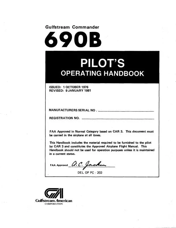 Aero Commander 690B 1977-79 Flight Manual (Ac690b-F-C) 1