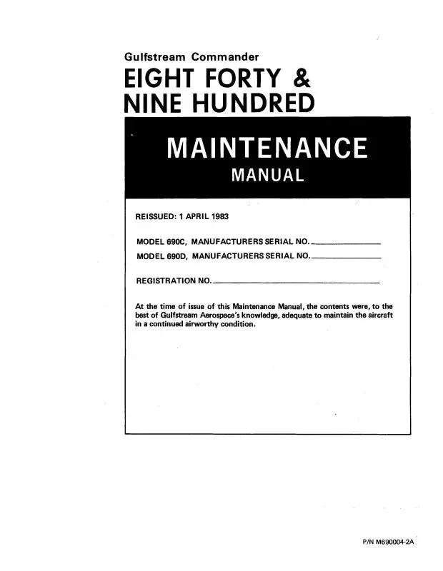Aero Commander 690C (840), 690D (900) Maintenance Manual (M690004-2A) 1