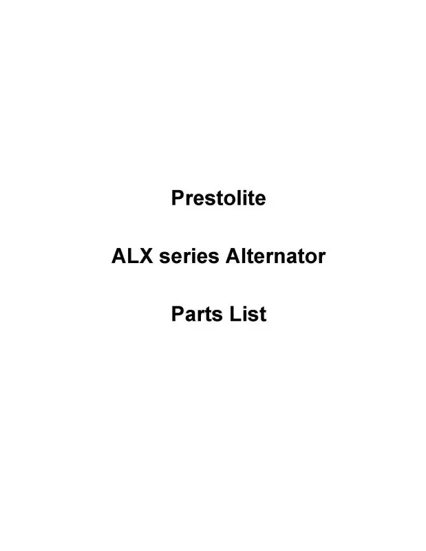 Prestolite  Alternator Alx Series Service Parts List (Ptaltenatoralx) 1