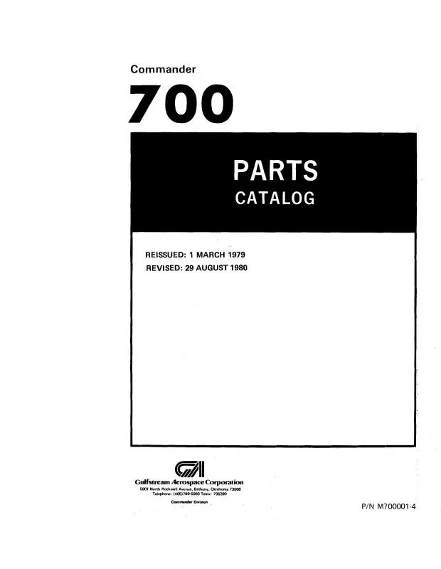 Aero Commander 700 Illustrated Parts Catalog (M700001-4) 1