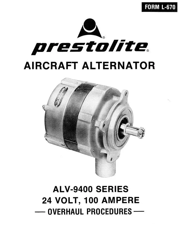 Prestolite Alv-9400 Series Alternator Overhaul (Form-L-670) 1