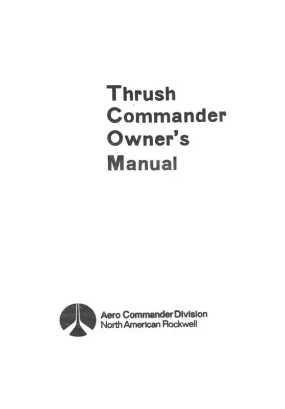 Aero Commander S-2R Thrush Commander Owner's Manual (Acs2r-O-C) 1