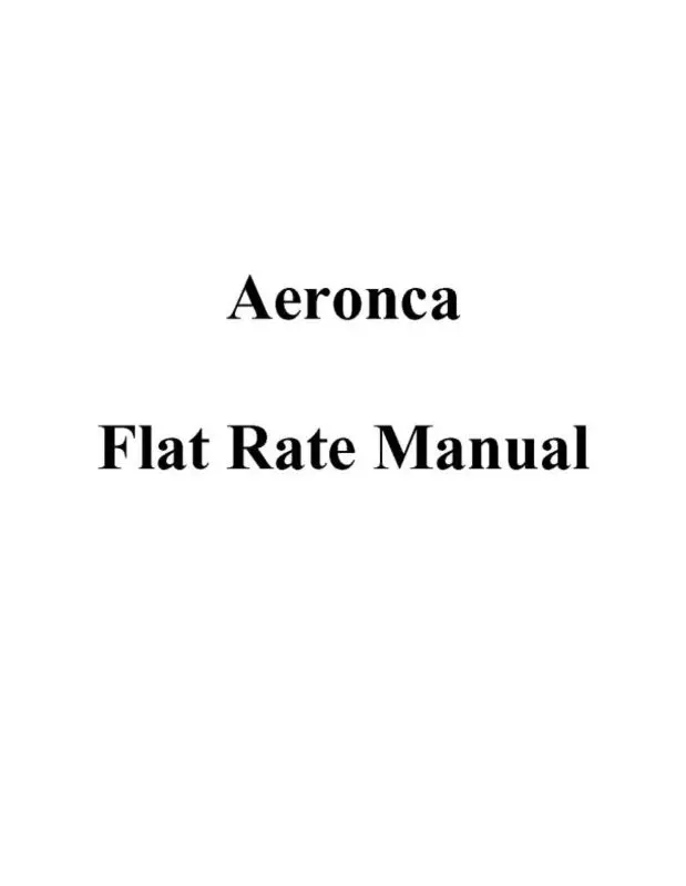 Aeronca Flat Labor Rate Charge Manual Flat Labor Rate Charge Manual (Aeflatlab-Inf-C) 1