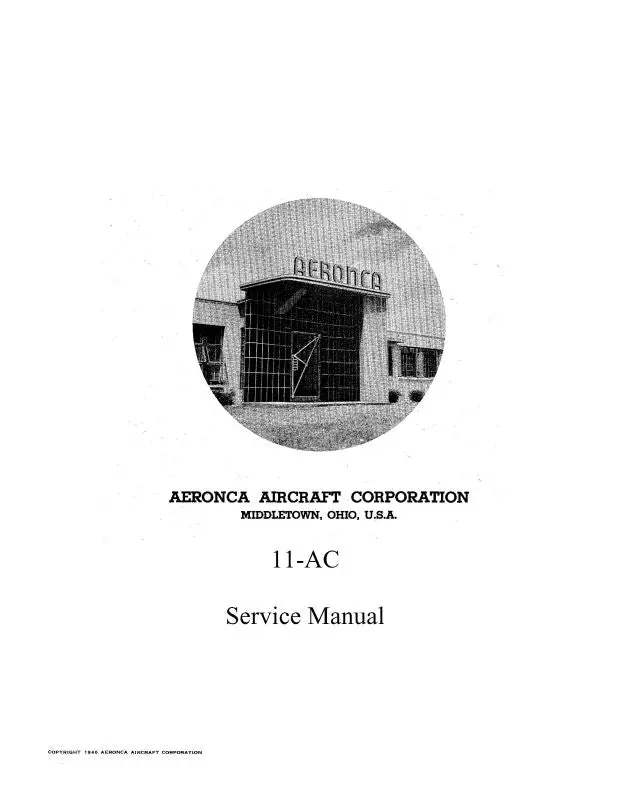 Aeronca 11Ac Chief 1946 Maintenance & Parts (Ae11ac-46-M-C) 1