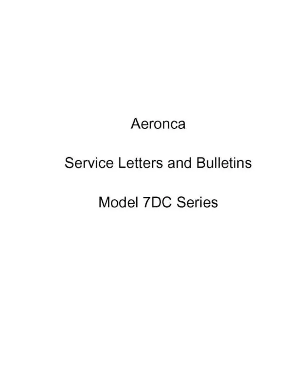 Aeronca 7Dc Series Service Bulletins (Ae7dc-Sb-C) 1
