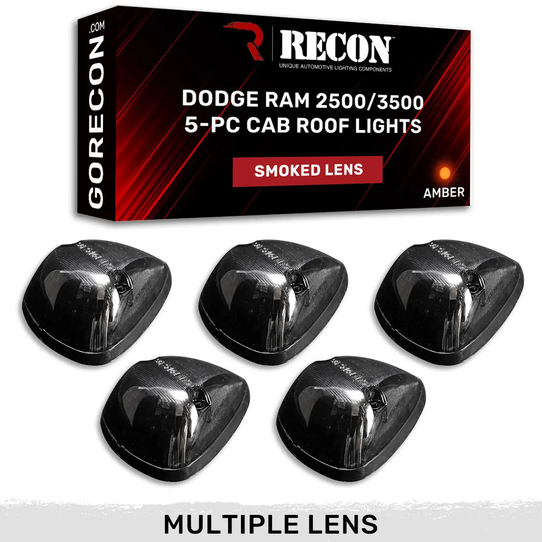 Dodge Ram 2500/3500 94-98 5-Piece Cab Roof Light Set Amber Led 194 Bulbs - Multiple Lens 1
