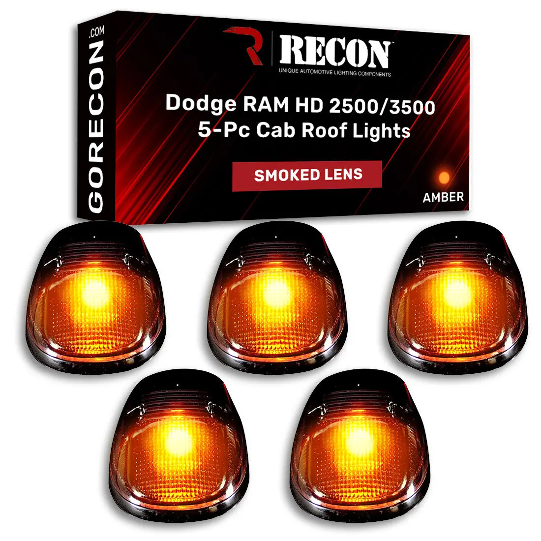 Dodge Ram 99-02 5 Piece Cab Roof Light Led Smoked Lens In Amber 1