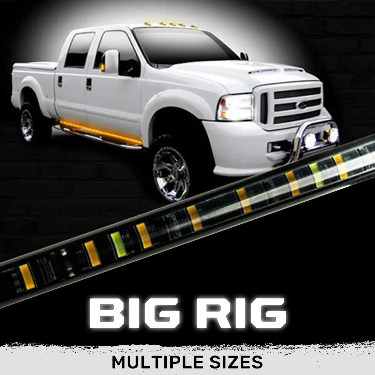 "Big Rig" Side Mounted High Power Led Light Bar Kit Amber Running Lights & Turn Signals - Multiple Sizes 1