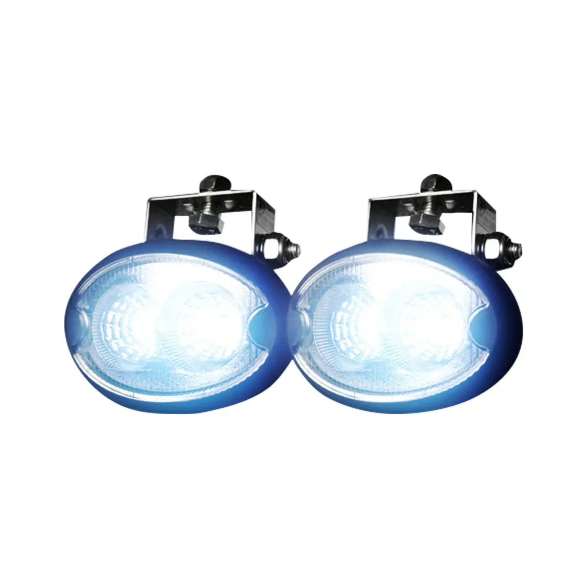 1100 Lumen Driving Light Kit 10W 6500K Leds Chrome Oval Housing Clear 1