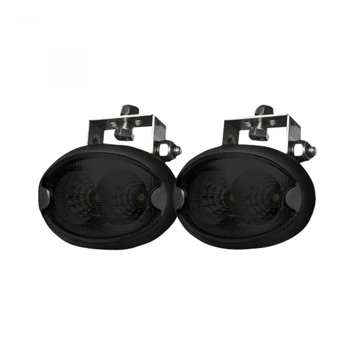 1100 Lumen Driving Light Kit 10W 6500K Leds Black Chrome Oval Housing Clear 1