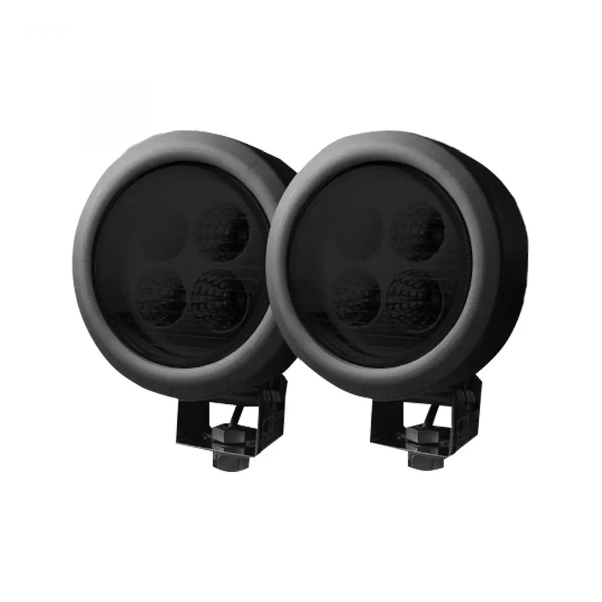 1800 Lumen Driving Light Kit 12W 6500K 4 Leds Black Chrome Circle Housing Clear 1