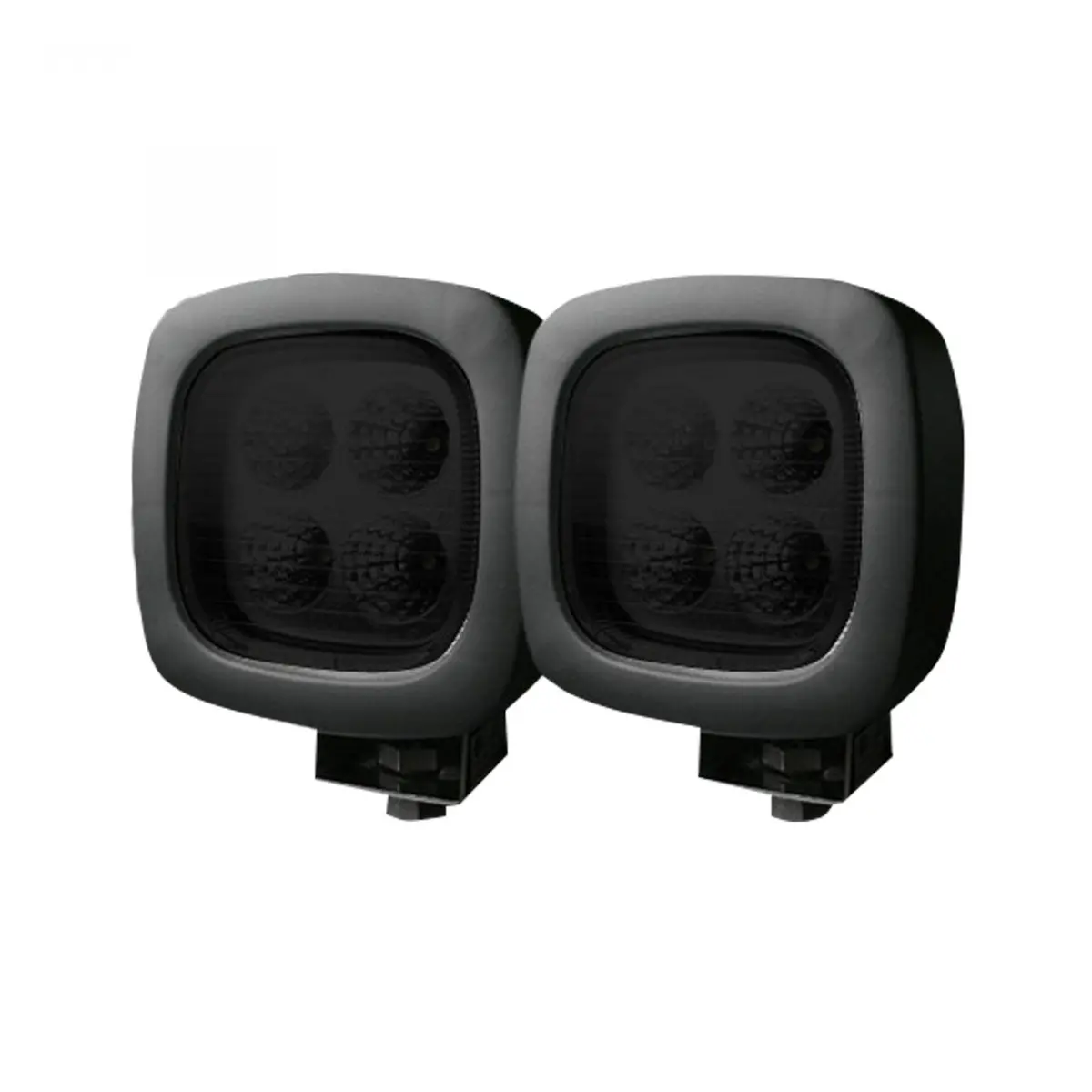 1800 Lumen Driving Light Kit 12W 6500K 4 Leds Black Chrome Square Housing Clear 1