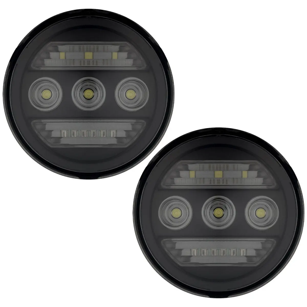 Gmc Sierra & Chevy Silverado 15-19 White Led 2-Pc Fog Lights 3 Functions (Fog Lights, Drl, Amber Turn Signals) - Smoked Lens 1