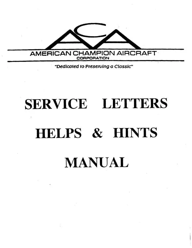 Aeronca Service Letters Helps & Hints Service Letters (Aeserletters-C) 1