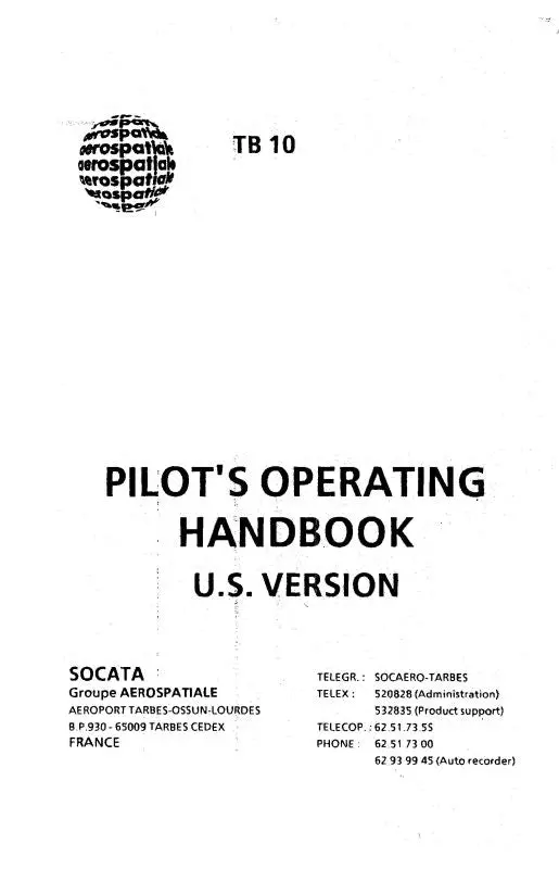 Aerospatiale Tb10 Tobago 1985 Flight Manual (A4tb10-85-F-C) 1