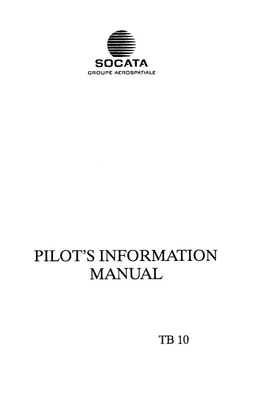 Aerospatiale Tb10 1988 Pilot's Information Manual (Sn-948) 1