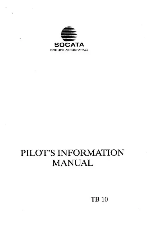 Aerospatiale Tb10 Tobago 1989 Flight Manual (A4tb10-89-F-C) 1