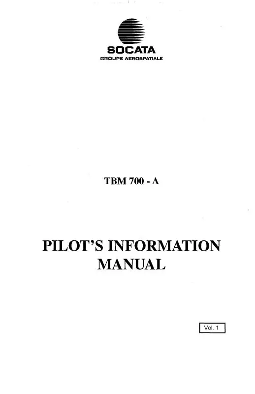 Aerospatiale Tbm 700-A Series Pilot's Information Manual (A4tbm700a-Pim-C) 1