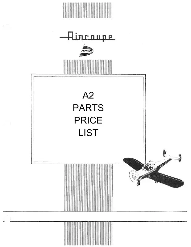 Alon Aircoupe Alon A2 Aircoupe Parts List (Ala2-P) 1