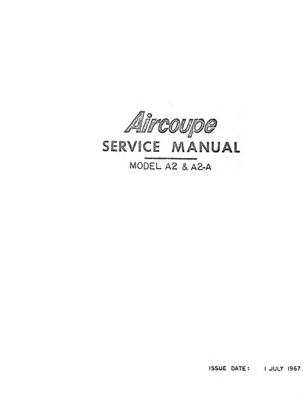 Alon Aircoupe Alon A2 Aircoupe Maintenance Manual (Ala2-M) 1