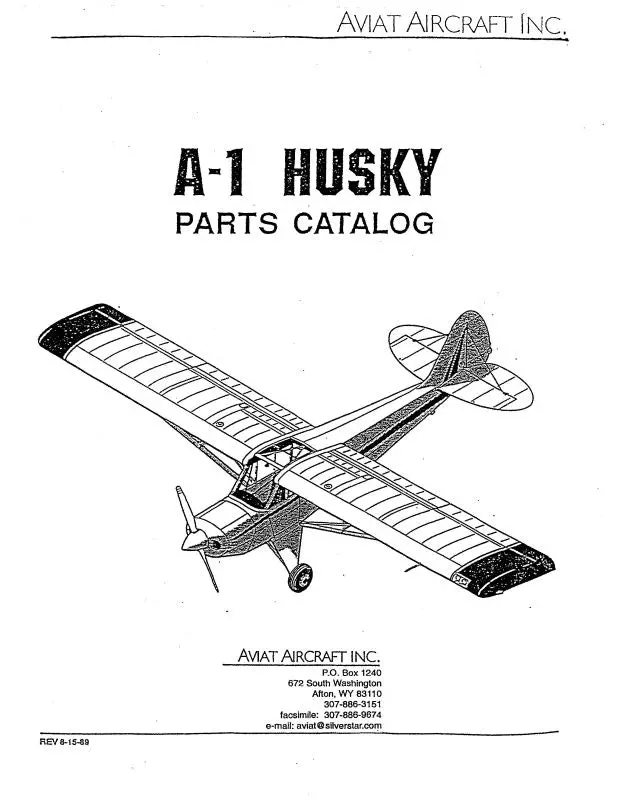 Aviat Aircraft Inc A-1 Husky 1989 Parts Catalog (Ata1a-89-P-C) 1