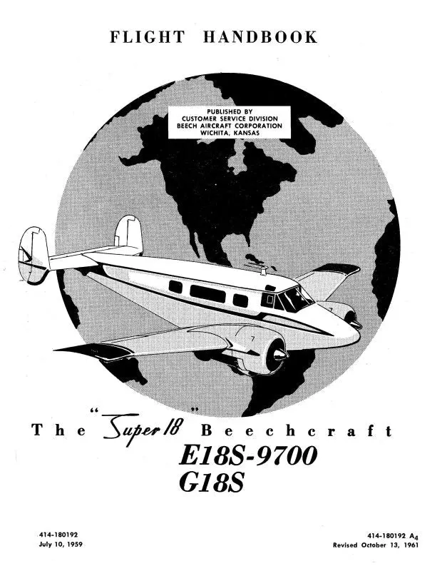 Beech E18s-9700,G18s Super18 Flight/Operating Handbook (414-180192) 1