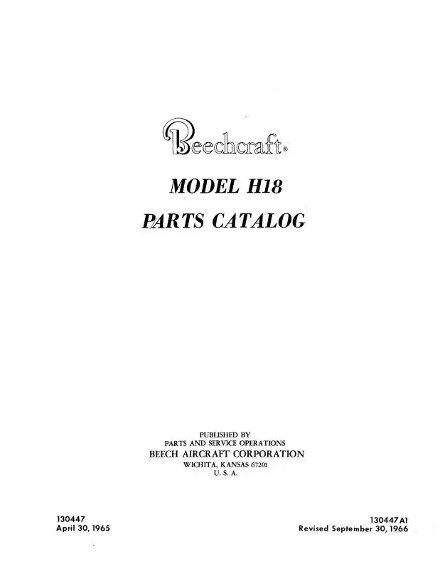 Beech H18 Tri-Gear Parts Catalog (130447-A1) 1