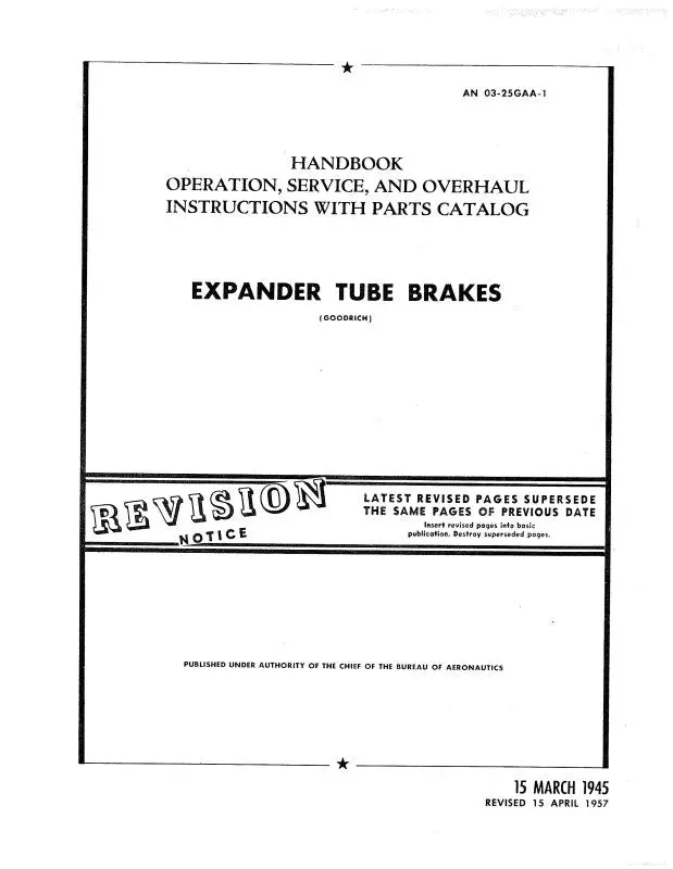 B.F. Goodrich Expander Tube Brakes 1945 Operation, Service, Overhaul With Parts (03-25Gaa-1) 1