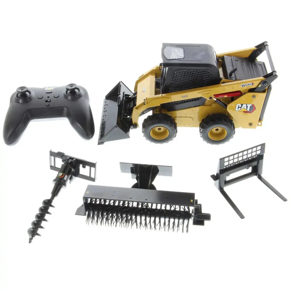 Cat 272D3 Skid Steer Loader 1:16 Diecast Radio Control (Includes 4 Interchangeable Work Tools - Bucket, Auger, Forks, And Broom), 28007 1