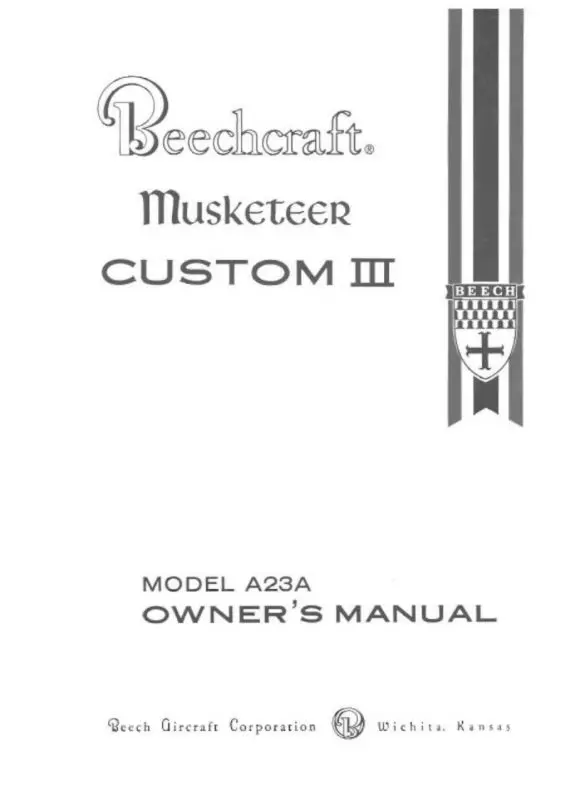 Beech A23a Musketeer Custom Iii Owner's Manual (169-590001-9) 1