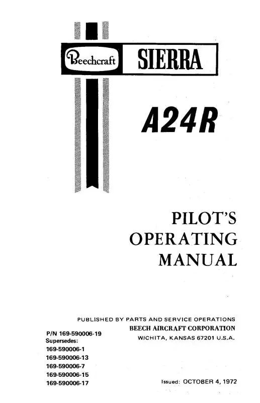 Beech A-24R Sierra Poh Pilot's Operating Handbook (169-59006-19) 1