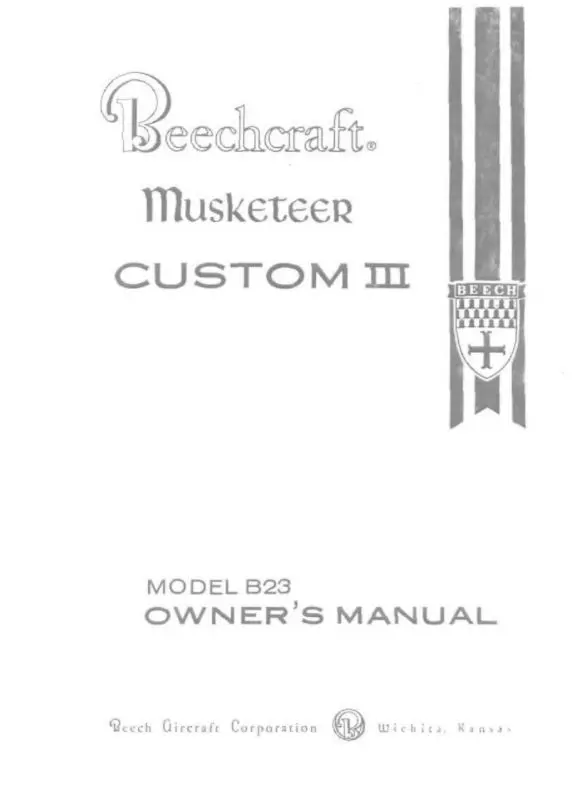 Beech B23 Musketeer Custom Iii Owner's Manual (169-590005-1) 1
